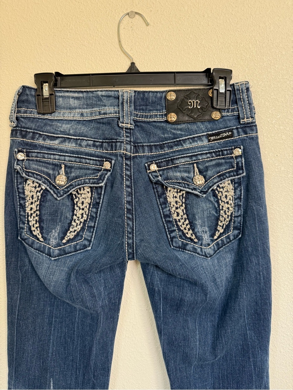 Miss Me Bootcut Jeans Size 27 Embellished Flap Pocket Y2K Denim - Picture 4 of 15
